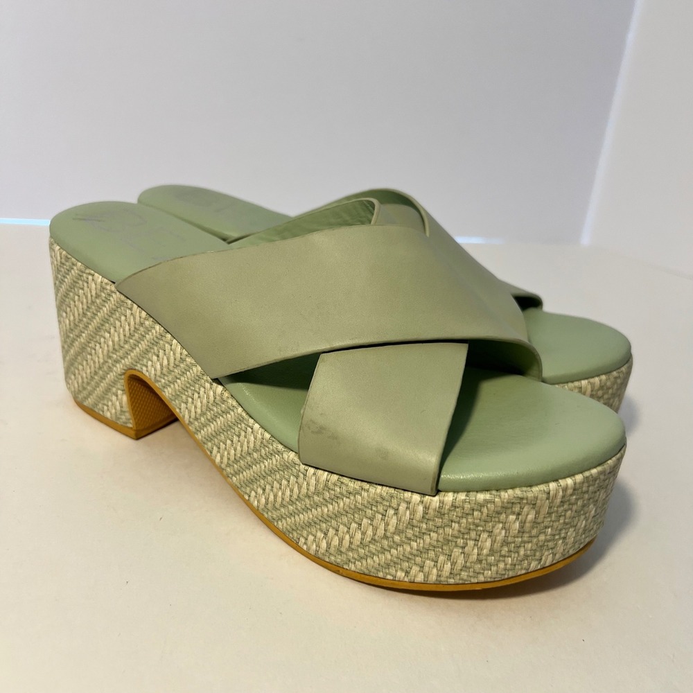 Beach by Matisse Sage Green Crisscross Platform Slide Sandals Women 7M - Picture 2 of 11